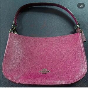 COACH PERFECT PURPLE PEBBLE LEATHER SHOULDER BAG